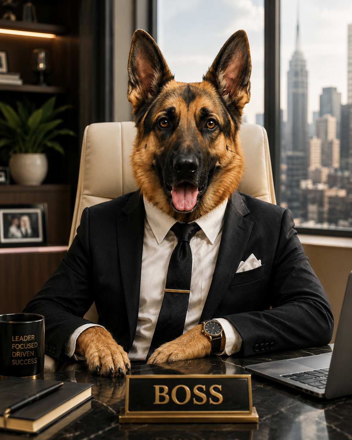 Custom Boss Pet Portrait Canvas – Personalized Pet Wall Art