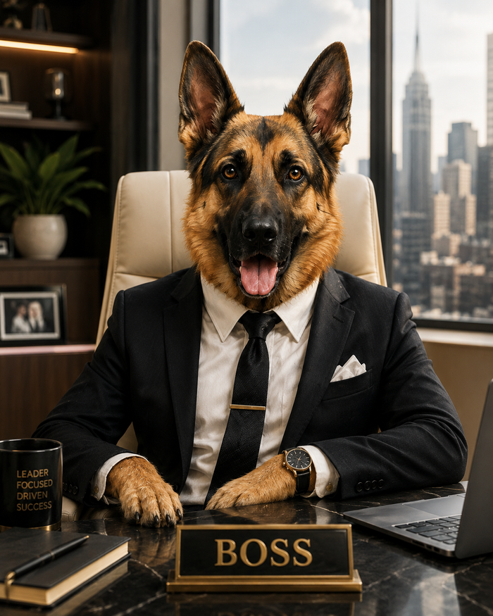 Custom Boss Pet Portrait Canvas – Personalized Pet Wall Art