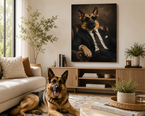 Custom Boss Pet Portrait Canvas – Personalized Pet Wall Art