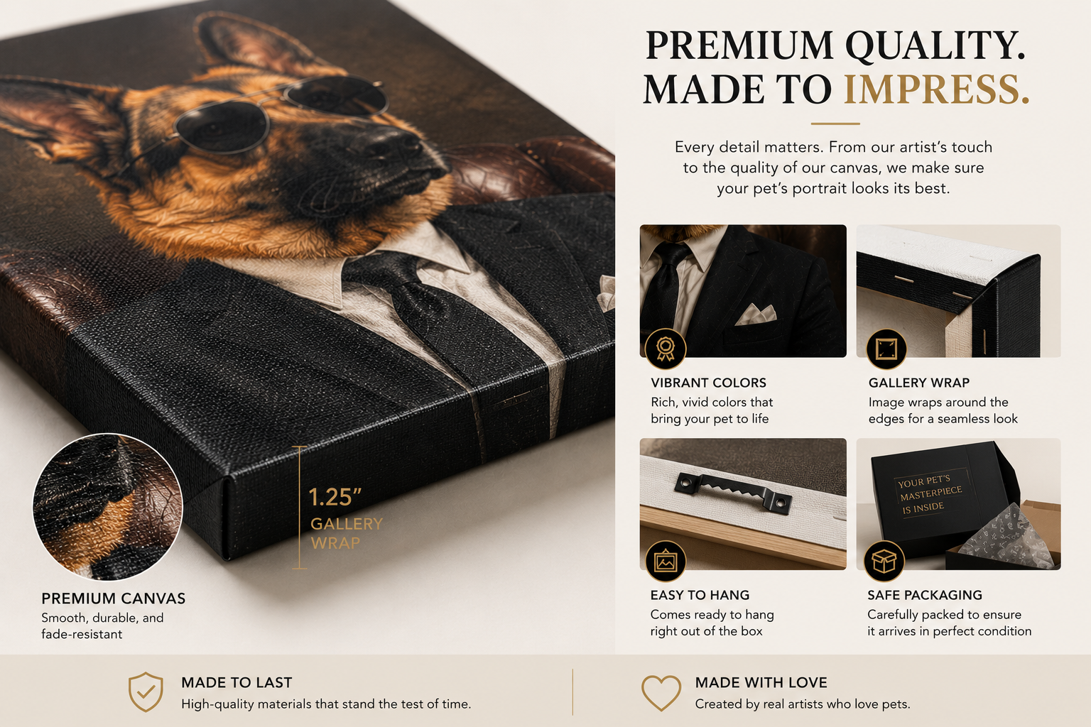 Custom Boss Pet Portrait Canvas – Personalized Pet Wall Art