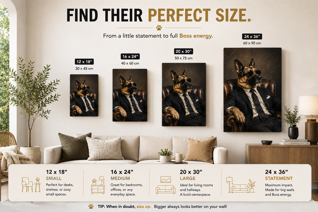 Custom Boss Pet Portrait Canvas – Personalized Pet Wall Art