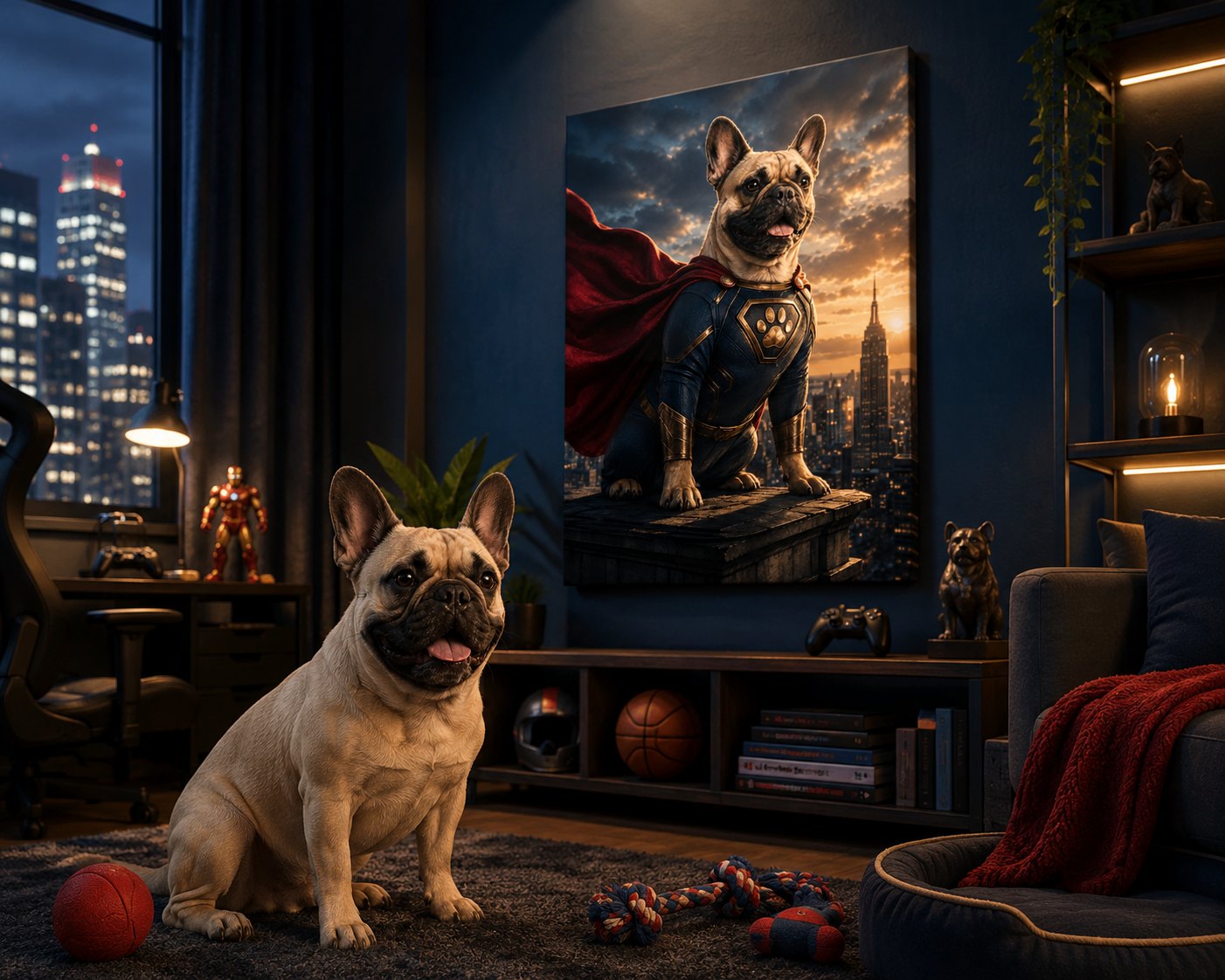 Custom Superhero Pet Portrait Canvas – Personalized Pet Wall Art