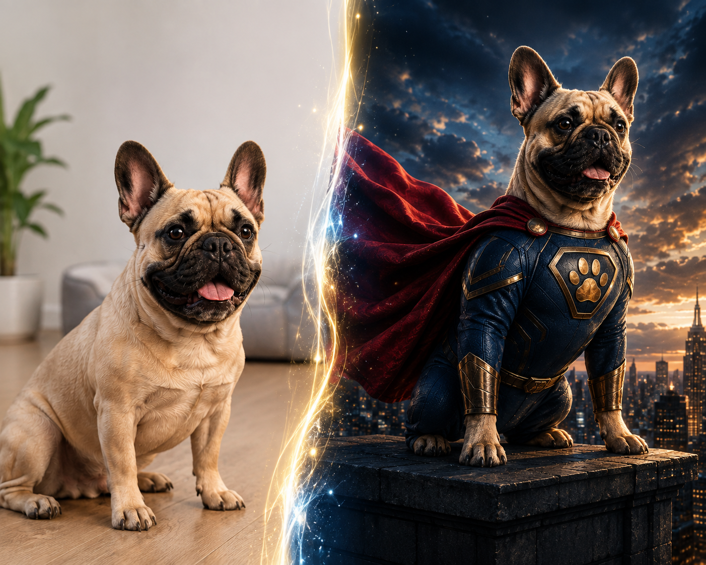 Custom Superhero Pet Portrait Canvas – Personalized Pet Wall Art