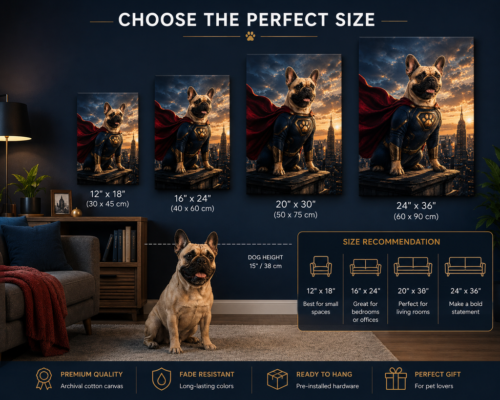 Custom Superhero Pet Portrait Canvas – Personalized Pet Wall Art