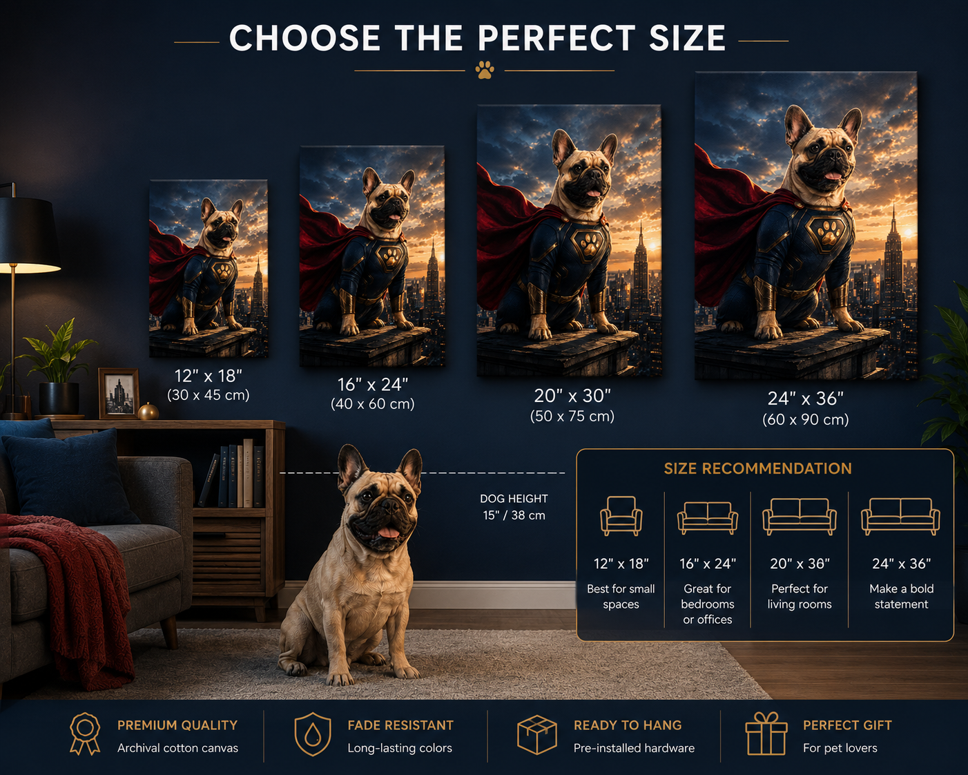 Custom Superhero Pet Portrait Canvas – Personalized Pet Wall Art