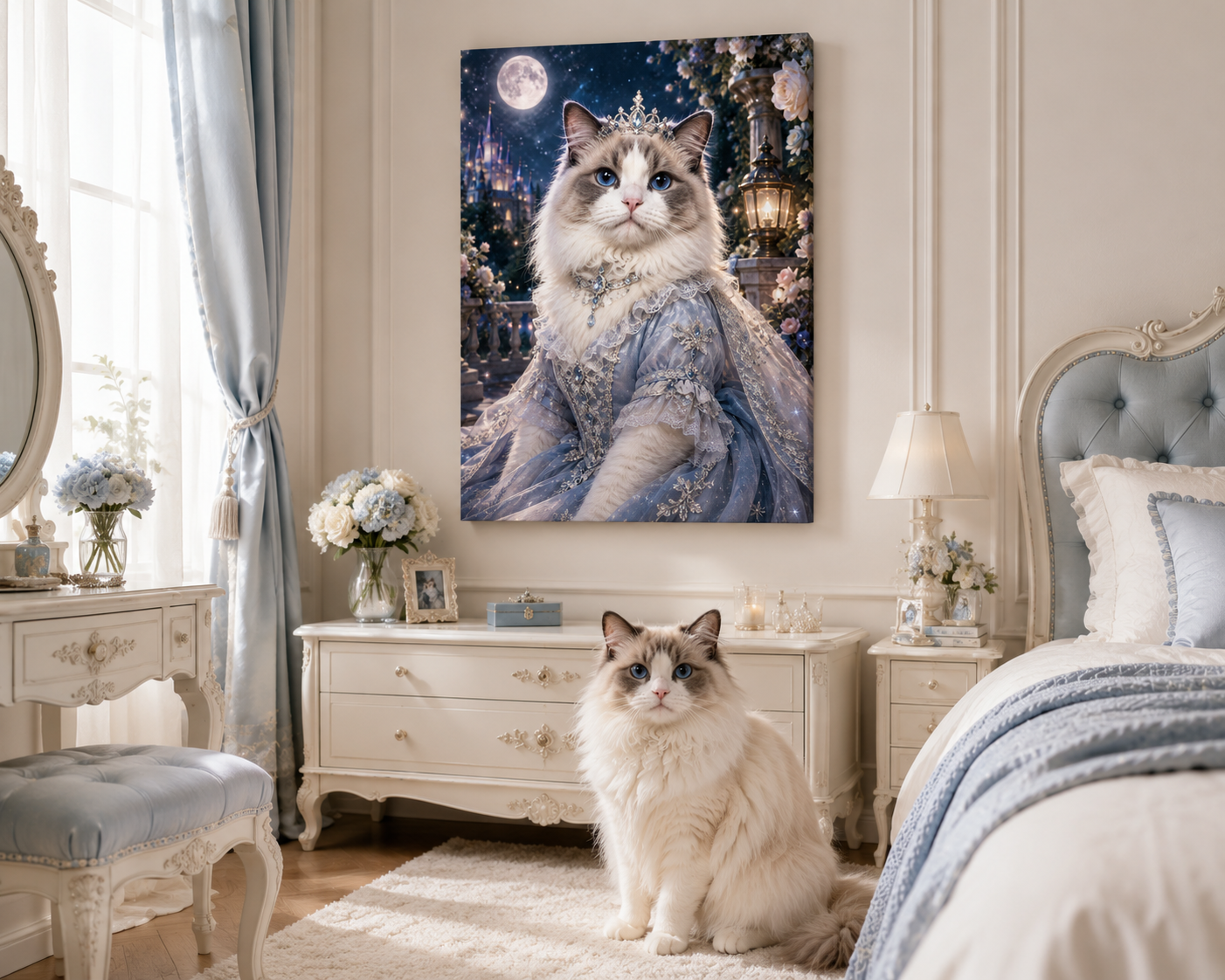 Custom Enchanted Pet Portrait Canvas – Personalized Fantasy Pet Wall Art