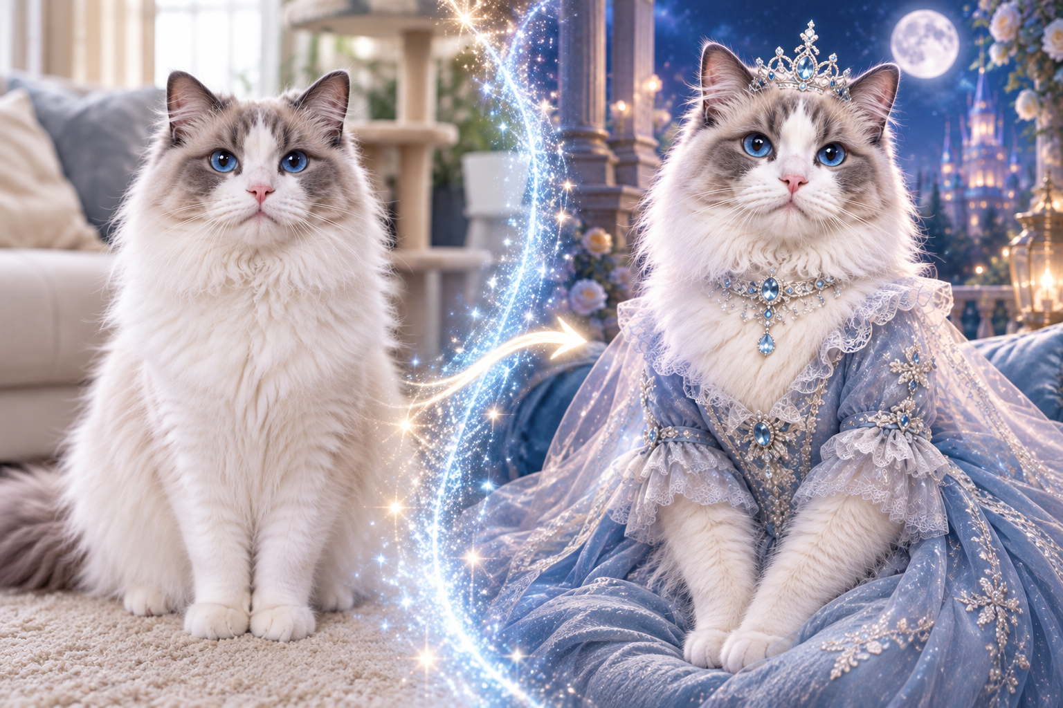 Custom Enchanted Pet Portrait Canvas – Personalized Fantasy Pet Wall Art