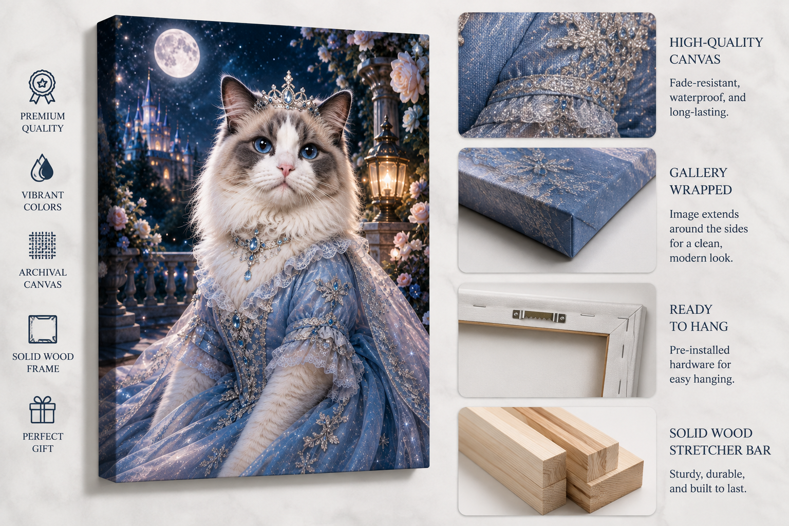 Custom Enchanted Pet Portrait Canvas – Personalized Fantasy Pet Wall Art