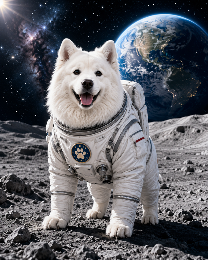 Custom Astronaut Pet Portrait Canvas – Personalized Space Pet Wall Art
