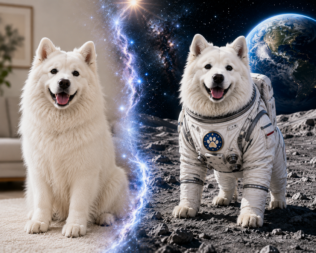 Custom Astronaut Pet Portrait Canvas – Personalized Space Pet Wall Art