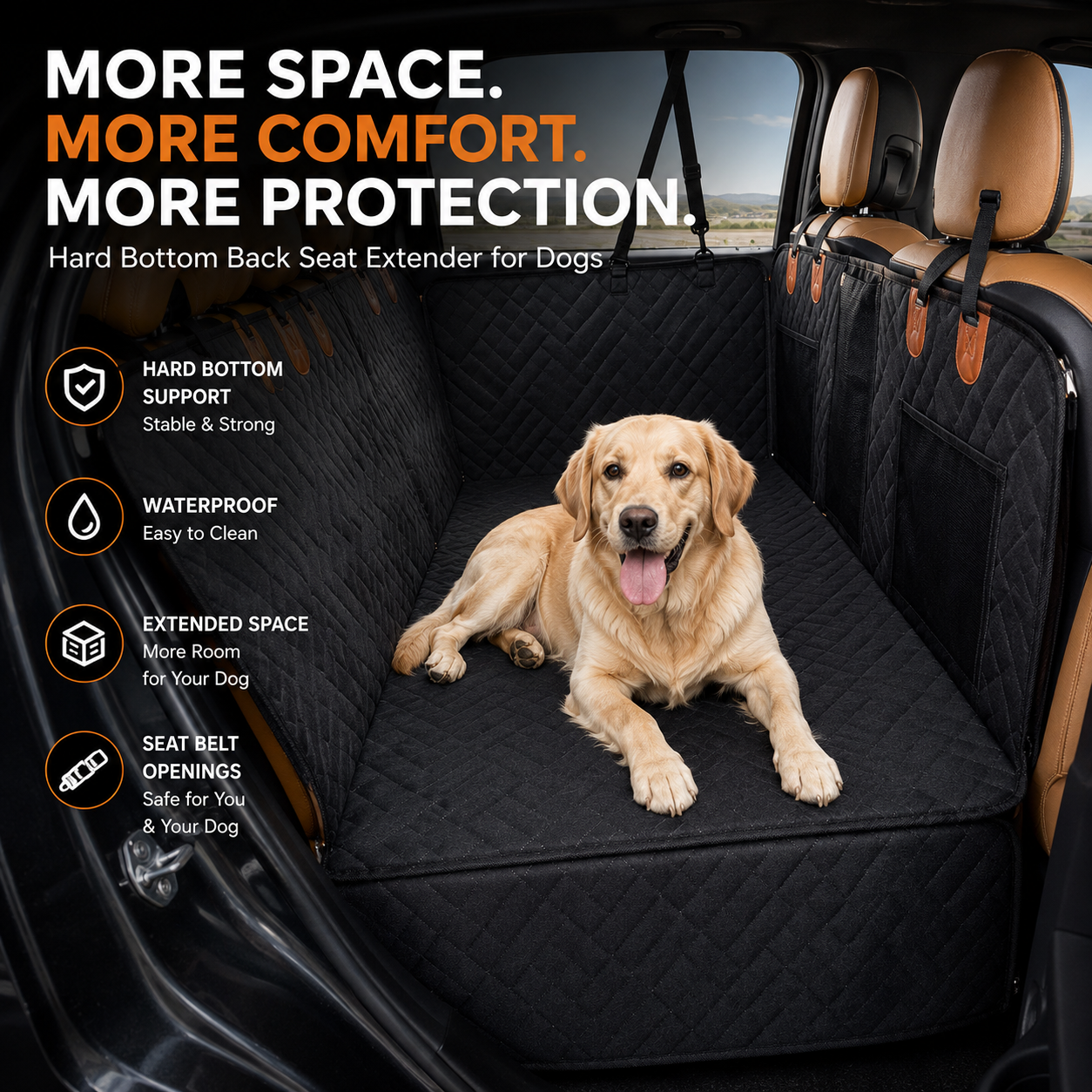 Hard-Bottom Dog Back Seat Extender & Car Hammock