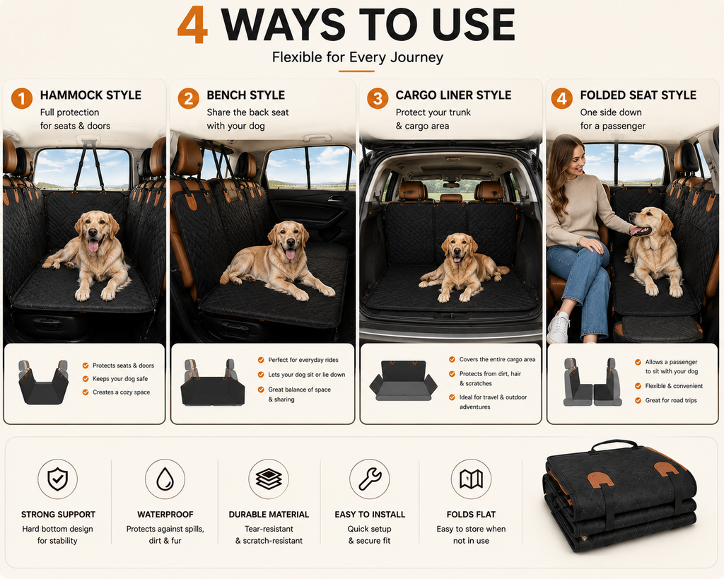 Hard-Bottom Dog Back Seat Extender & Car Hammock