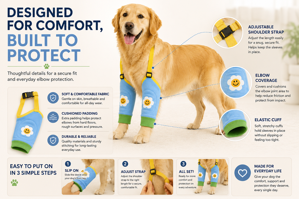 Adjustable Dog Elbow Protectors – Cushioned Joint Sleeves