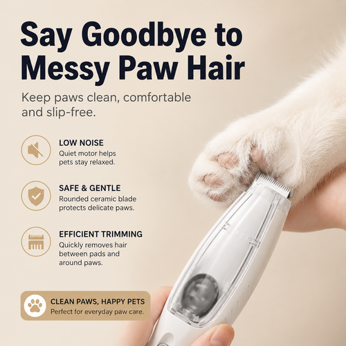 2-in-1 Pet Paw Hair Trimmer with Built-In Vacuum