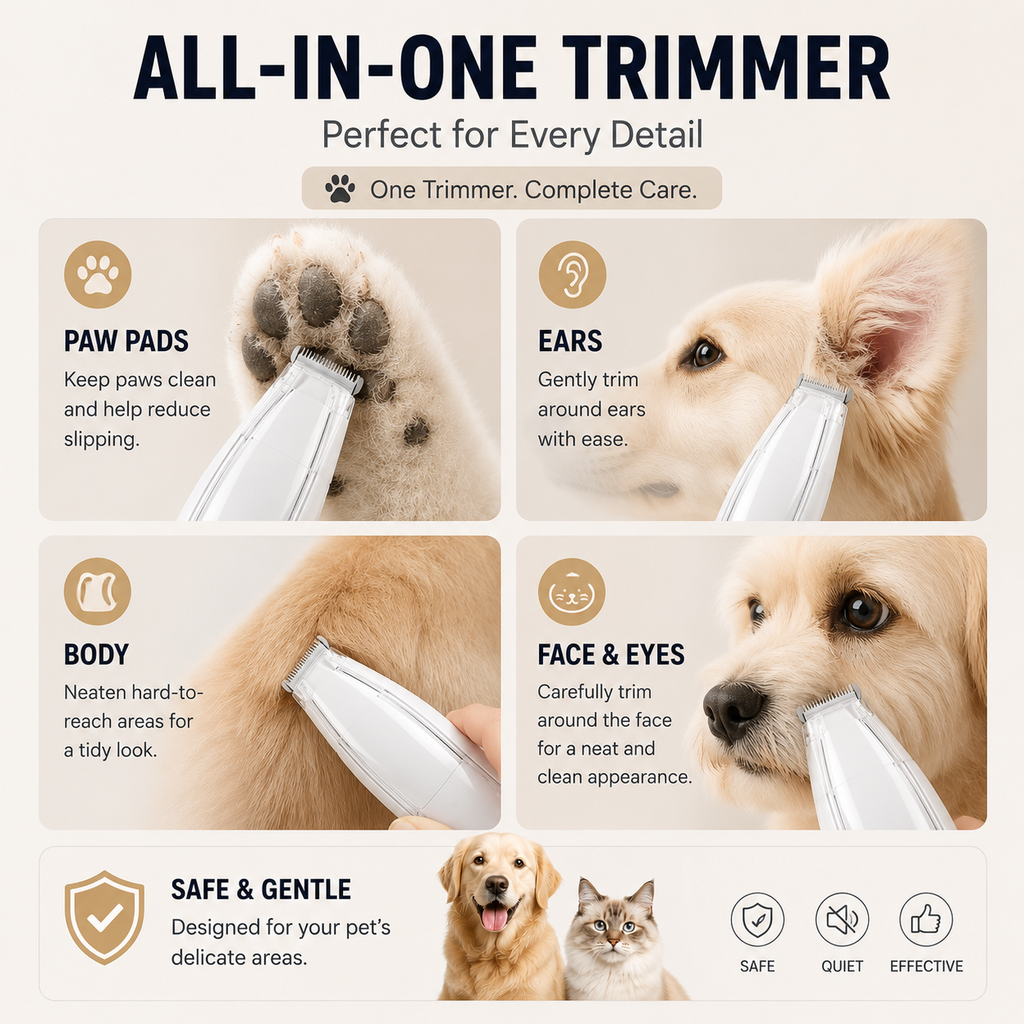 2-in-1 Pet Paw Hair Trimmer with Built-In Vacuum