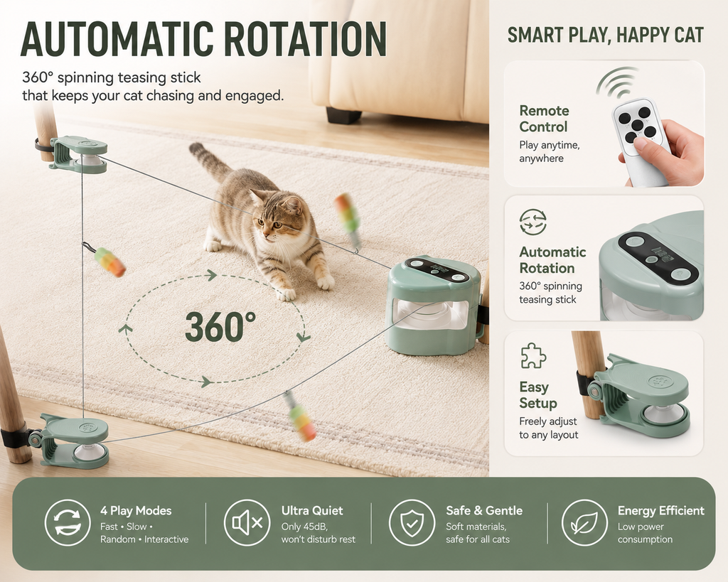 Smart Interactive Cat Teaser – Automatic Remote-Controlled Cat Toy