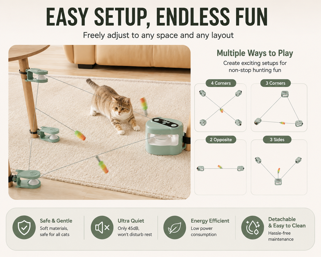 Smart Interactive Cat Teaser – Automatic Remote-Controlled Cat Toy