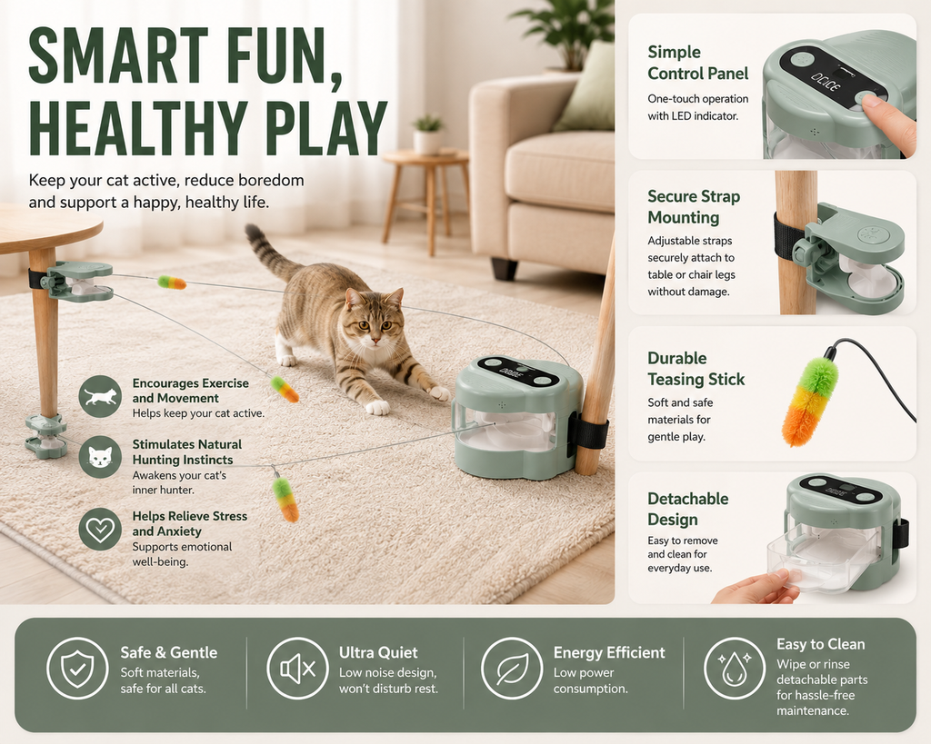Smart Interactive Cat Teaser – Automatic Remote-Controlled Cat Toy