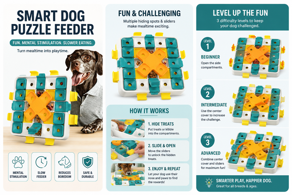 3-Level Interactive Dog Puzzle Toy