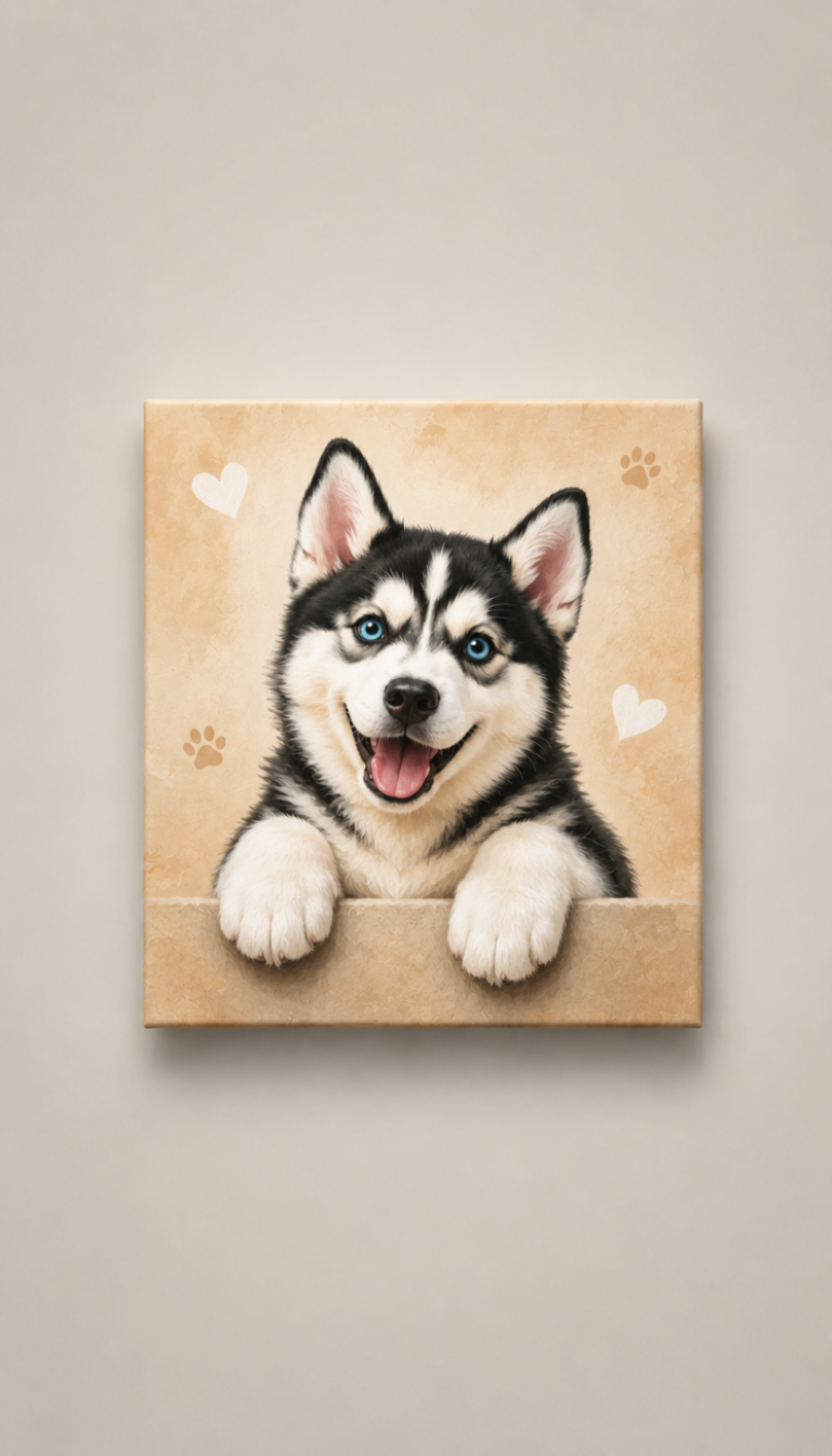 🐾 Custom Husky Portrait Canvas