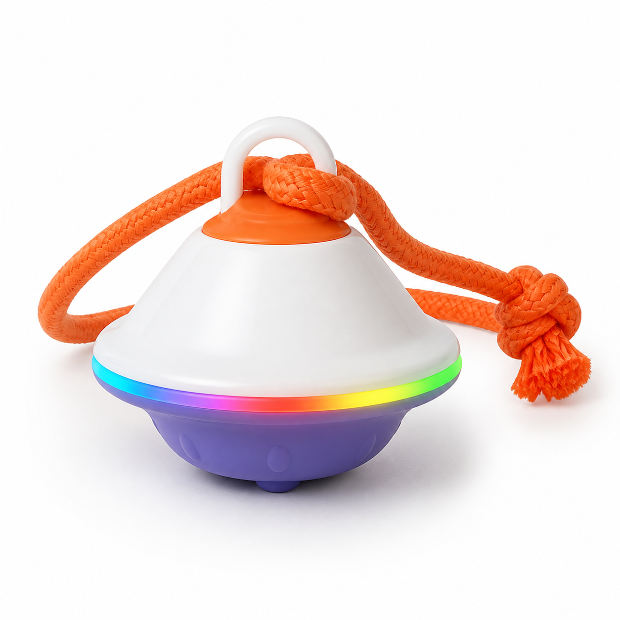 Interactive UFO dog toy — new white and purple design